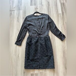 J. Crew Collection 10 Black V Neck
Feather Cocktail Dress